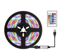 CalmGeek USB Dimmable RGB Colorful LEDs Strips Light with IR Remote Control 16 Colors & 4 Lighting Modes 5m 300LEDs Rope Light for TV Computer Desktop Background Home Kitchen Decorative Lighting