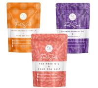 CalmGenix Foot Soak 3pcs Set - Lavender, Tea Tree & Vanilla Orange - Essential Oils & Dead Sea Salt | Helps Treat Nail Fungus, Athletes Foot | Foot Spa Bath Soak Moisturiser & Deodorizer for Hard Skin