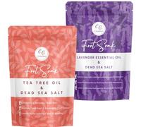 CalmGenix Foot Soak Bundle - Tea Tree & Lavender Essential Oils with Dead Sea Salt - Natural At-Home Foot Spa Treatment for Tired Feet, Calluses, Foot Odour & Relaxation - 2 x Premium Foot Soaks