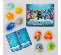 CalmGenix Set of 9 Baby Light Up Toys, 9PCS LED Sensory Bath Toys with 9 Bonus Interactive Stories Included & Packed In a Box - Fun for Parents with Newborns & Toddlers