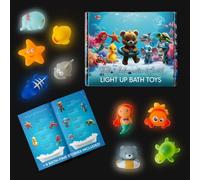 CalmGenix Set of 9 Light Up Bath Toys for Kids, 9PCS LED Sensory Bath Toys with 9 Bonus Interactive Stories Included & Packed In a Box - Fun for Parents with Newborns & Toddlers