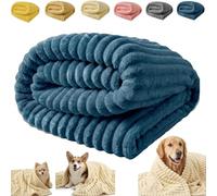 Calming Blanket for Dogs: A soft, ribbed plush throw designed specifically for pets. Suitable for use on sofas, dog beds, human beds, and travel carriers. Machine washable.