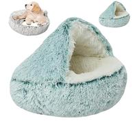 Calming Cat Bed Fluffy Plush Kitten Bed, Washable Anti Anxiety Puppy, Pet Bed for Indoor Cats Small Dog, Pet Caves for Dogs green 50cm