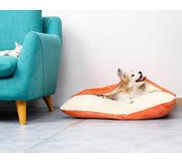 Calming Cat Beds, Orthopaedic Beds for Dog Beds, Washable Cushion for Cats, Mattress for Kennel for Puppies, Kittens, Corgi, Border Collie, Labrador, 100 cm (Orange,S:50 x 40 x 18 cm)
