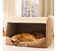 Calming Cave Orthopedic Dog Bed - Extra Large Pet House with Roof for Small Medium Large Dogs, Washable Jumbo Dog Sofa Tent