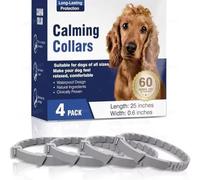 Calming Collar for Dogs, 4 Pieces, 60 Day Effective Protection, 63.5 cm x 1.5 cm, Pheromone Technology, Quick Effect 1 Hour | for All Types of Dogs | Adjustable Size