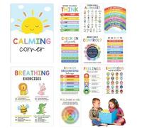 Calming Corner Classroom Posters, Feelings Wheel Chart Emotions Poster for Kids, 12 Pieces Calm Down Corner Feelings Chart, Calm Down C-orner Resources for Classroom & Teachers T-herapy O-ffice Decor