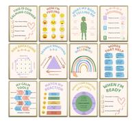 Calming Corner Classroom Posters-Feelings Wheel Chart Emotions Poster for Kids,School Counselor Teachers Classroom Must Haves ,Calm Down Corner Educational for Preschool Therapy Office Decor (Calming)