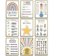 Calming Corner Classroom Posters-Feelings Wheel Chart Emotions Poster for Kids,School Counselor Teachers Classroom Must Haves Supplies,Calm Down Corner Educational for Preschool Therapy Office Decor