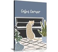 Calming Corner Kids Cheetah Piano Print Framed Canvas Print, Pictures for Home Walls, Bedroom, Living Room & Bathroom Decor 31x20cm (12x8in)
