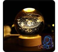 Calming Cosmic Lights, Happyhaves Sphere, 3D Galaxy Crystal Ball Night Light, Happyhaves Calming Stellar Spheres The Galaxy, Saturn and The Moon, LED Crystal Space Lamp (D)