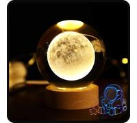 Calming Cosmic Lights, Happyhaves Sphere, 3D Galaxy Crystal Ball Night Light, Happyhaves Calming Stellar Spheres The Galaxy, Saturn and The Moon, LED Crystal Space Lamp (F)