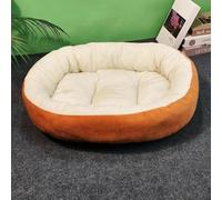 Calming Dog and Cat Bed Soft Warm Machine Washable Pet Bed with Anti-Slip Bottom Anti-Anxiety Cushion for Small Medium Large Dogs and Cats, Khaki 1, 50 x 40 cm