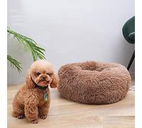 Calming Dog Bed & Cat Bed, Anti-Anxiety Donut Warming Cozy Soft Dog Round Bed, Fluffy Faux Plush Dog Cat Cushion Bed for large Small Medium Dogs and Cats diameter24in