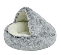 Calming Dog Bed & Cat Bed, for Pets 2.5-45K, Fluffy Plush Puppy Cushion, Kitten Cave, Small Dog Donut Cave, Indoor Cat Sleeping Bag, Soft Warm Pet Sleeping Pillow,Grey Short Plush,70 CM（<12.5KG)