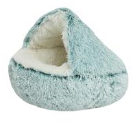 Calming Dog Bed & Cat Bed, for Pets 2.5-45K, Fluffy Plush Puppy Cushion, Kitten Cave, Small Dog Donut Cave, Indoor Cat Sleeping Bag, Soft Warm Pet Sleeping Pillow,Green 2 Long Plush,70 CM（<12.5KG)