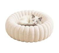 Calming Dog Bed, Donut Plush Cushion for Small Medium Dogs | Round Donut Design, Raised Padded Edges, Ultra-Soft Plush Nest for Puppies, Senior Dogs & Cats - Great for Home, Car & Travel