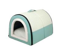 Calming Dog Bed House, 2-in-1 Foldable Dog Kennel Mat, Waterproof Pet Sleeping House Cat Nest with Handle Non-Slip Base, Pet Tent Cave Bed for Kitty Puppy (60x43x40cm,Green)