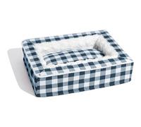 Calming Dog Bed with Removable Washable Cover, Durable Faux Fur Memory Foam Square Pet Bed for Anxiety Relief