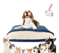 Calming Dog Cave Beds, Snuggle Burrow Bed with Ultra-soft Built-in Cover, Soft Plush Square Hooded Mats, Soft Fuzzy Comfy Dog Bed Sofa, for Small Medium Pet blue M