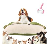 Calming Dog Cave Beds, Snuggle Burrow Bed with Ultra-soft Built-in Cover, Soft Plush Square Hooded Mats, Soft Fuzzy Comfy Dog Bed Sofa, for Small Medium Pet green M