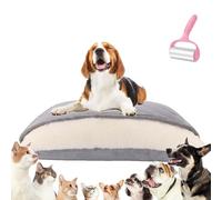 Calming Dog Cave Beds, Snuggle Burrow Bed with Ultra-soft Built-in Cover, Soft Plush Square Hooded Mats, Soft Fuzzy Comfy Dog Bed Sofa, for Small Medium Pet gray XL