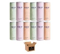 Calming Drink | 120mg Magnesium with Lion’s Mane, Chamomile Lemon Balm | Low Calorie, 0 Sugar, Relaxation & Stress Relief TRIP - (Pack 12, LemonBasil-ElderFlowerMint-Peach Ginger)