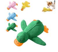calming duck toy for dogs,2025 CuteCalming Duck,The Mellow Dog,Crinkle Squeaky Plush Yellow Stuffed Chew Toys (Green is small)