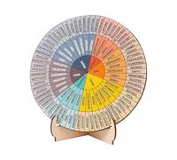 Calming Emotions Wheel - 15x15cm Double-Sided Wood Feelings Chart With Stand, Mental Health Psychology Decor, Conscious Coping Skills Tool, Office Desk Accessory - For Kids Adults Counseling