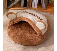 Calming Hooded Design for Anxious or Shy Pets：The Unique Hooded Blanket Design of This cat cave Acts as a Security Shield, Helping to Calm Nervous Pets During When Left Alone (Round)