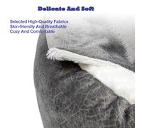 Calming Hooded Dog Bed for Small Medium Large Pets, Ultra-Soft Fluffy Cat Cave Bed for Indoor, Snug Cozy Round Puppy, 2-In-1 Pet for Better Sleep, 20/24/28/35 Inch, Beige/Gray (70cm)