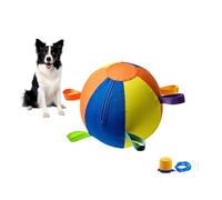 Calming Jumbo Ball for Dogs - Durable Tear-Resistant Inflatable Big Ball Tough Herding Gear for Play & Exercise Heavy-Duty Handle Cover & Pump Included, Giant Tennis Design for Dogs (Colorful,S)
