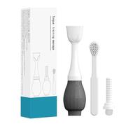 Calming Oral Sensory Kit - Oral Motor Stimulation kit with 3 Soft Textured Interchangeable Heads, Calm Sensory Needs, Support Speech, and Stimulate Self Feeding, Gentle Vibrations（Grey)
