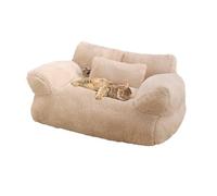 Calming Pet Sofa,New Plush Soft Cat Dog Bed with Non-Slip Bottom,Removable Memory Foam Pet Couch Bed,Washable,Suitable for Medium Small Dogs Cats(Beige,Medium)
