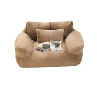 Calming Pet Sofa,New Plush Soft Cat Dog Bed with Non-Slip Bottom,Removable Memory Foam Pet Couch Bed,Washable,Suitable for Medium Small Dogs Cats(Brown,Large)