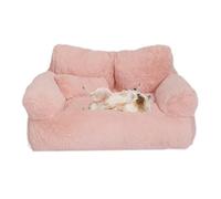 Calming Pet Sofa,New Plush Soft Cat Dog Bed with Non-Slip Bottom,Removable Memory Foam Pet Couch Bed,Washable,Suitable for Medium Small Dogs Cats(Pink,Large)