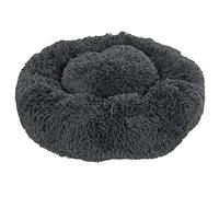 Calming Plush Donut Pet Bed Ultra Soft Cat Dog Pillow Nest Round Dark Grey - Medium