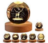 Calming Stellar Spheres The Galaxy, Saturn and The Moon, 3D Solar System Crystal Ball Night Light, 3D Planet Lights 7 Color Changing for Bedroom Living Room Decor (Elk)