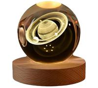 Calming Stellar Spheres the Galaxy, Saturn and The Moon, LED Crystal Space Light, 7 Color Transformation, 3D Solar System Crystal Ball Night Light for Bedroom or Living Room Decoration (Style C)