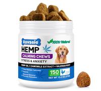 Calming Treats for Dogs - 150 Natural Calming Chews - Dog Supplements for Stress & Anxiety Support - Separation, Barking, Fireworks, Thunderstorms - L-Theanine, Chamomile, Valerian, Passionflower (1)
