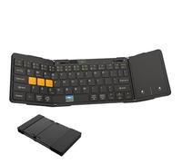 CALMUDHON Foldable Bluetooth Keyboard with Multi-Gesture Touchpad LED Power Display Scissor Switch Portable Rechargeable Wireless Keyboard for Tablet Phone Laptop