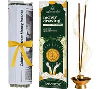 CALMVEDA Attract Money Incense Sticks - for Manifestating Abundance (80+ Sticks) with Aventurine Crystal Keychain for unlocking Wealth | Spicy aroma of Cinnamon Incense & Clove Incense