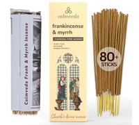 Calmveda Church Frankincense and Myrrh Incense - 80 Sticks, Charcoal Free, Made from Upcycled Flowers | Spiritual Healing Incense