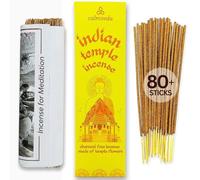 CALMVEDA Indian Temple Incense Sticks - 80 Charcoal Free Insensé Sticks, Made from Upcycled Flowers | Inspired by Siddhivinayak Temple (Mumbai) | Spiritual Incenses to add Calmness