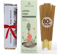Calmveda White Sage Incense Sticks for Cleansing - (80 Scent Sticks) Charcoal Free, Made from Upcycled Flowers | Protection Incense to Cleanse Negative Energy