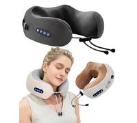 Calmwrap Pillow Memory Foam Massager, Rechargeable Shiatsu Neck Travel Pillow with Heat, U-Shaped Ergonomic Cervical Support for Airplane, Car, Office & Home Relief (E)