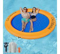 CALOBANA 8' x 8' Heavy Duty Floating Hammock for Multi Person Party Lake Floating Island with Mesh Water Rafts for Lake Tanning Pool Lounger Float for Adults Round Float Mat