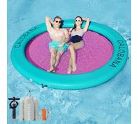 CALOBANA 8' x 8' Inflatable Water Hammock for Adults Float Ring Pad with Line Floating Circle Mat with Mesh Air Floating Island Raft Platform for Pool River Lake Beach Ocean