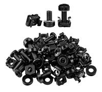 Calolin 100 Sets M6 Rack Screws Kit, M6 x 16 mm Black Zinc Plated Steel Screws with Cage Nuts and Washers, Square Rack Mount Hardware Set with Storage Box for Server Cabinets