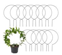 Calolin 12 PCS Circle Trellis for Climbing Plants, 13.4 x 9.4 Inches Metal Round Trellis for Potted Plants, Small Indoor Plant trellis, Rustproof Black Metal Support Frame for Vines Hoya Pothos